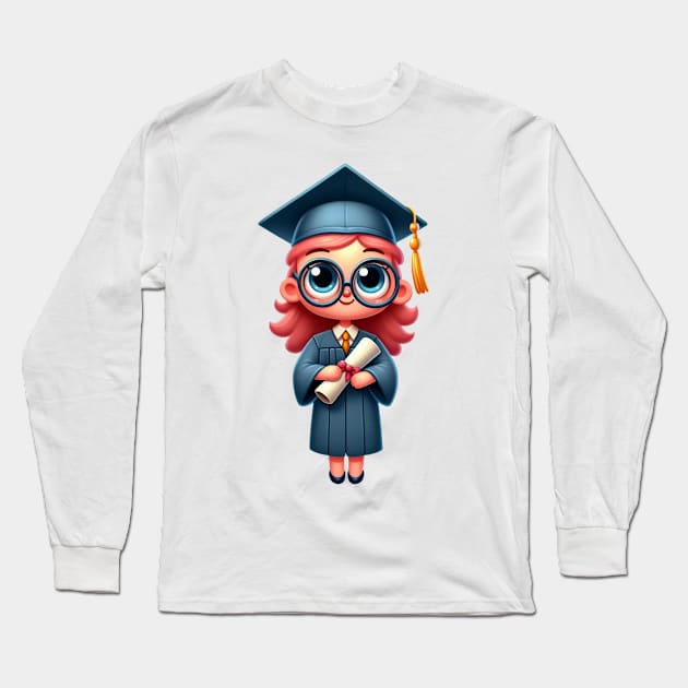 Cute Girl Graduation Long Sleeve T-Shirt by Dmytro